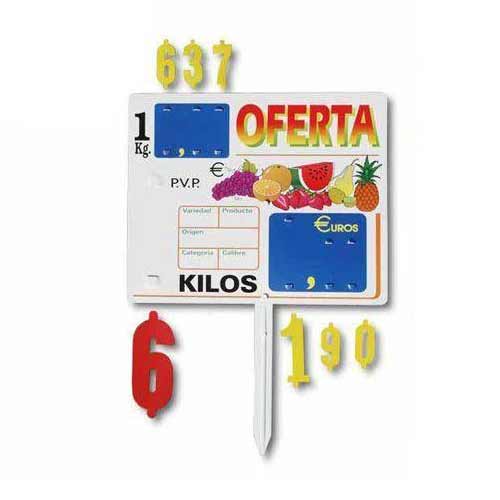 Cartel porta precio frutería con números