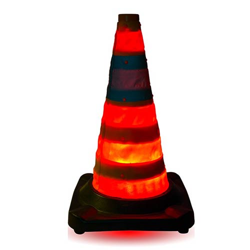 Cono plegable reflectante con luz led encendido