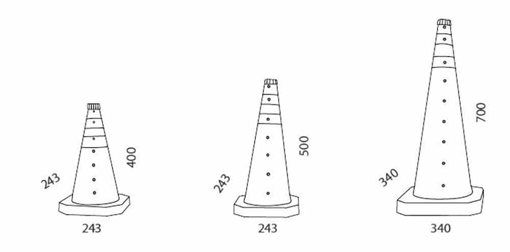 Cono reflectante plegable medidas