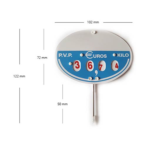 Portaprecio universal ovalo medidas