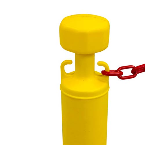 Poste con base rellenable amarillo detalle
