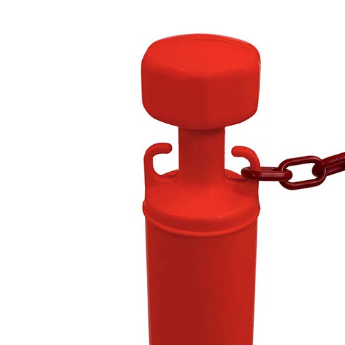 Poste con base rellenable rojo detalle