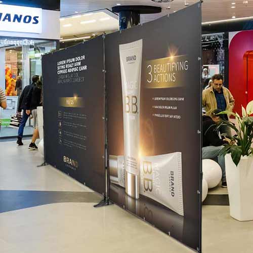 Soporte de lona publicitaria extensible para eventos