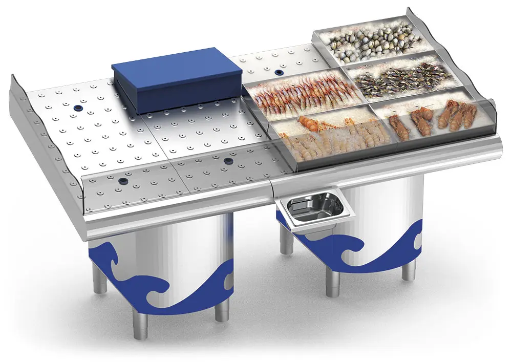 Bandeja profesional de gran resistencia para marisco y pescado