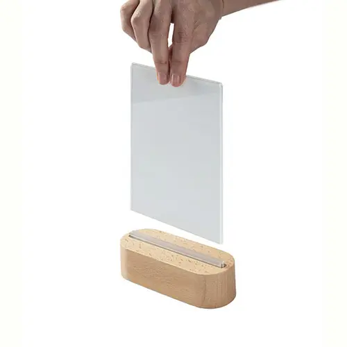 Portagráfica con base redonda de madera y gripper