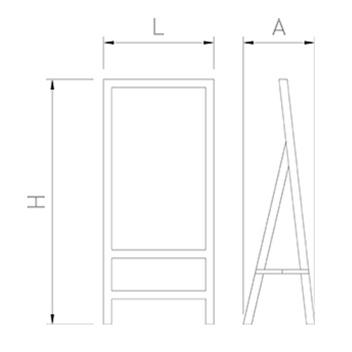 Pizarra LED caballete esquema medidas
