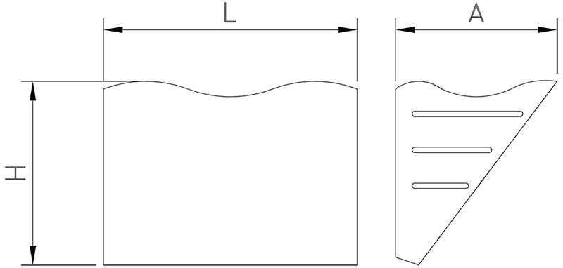 Plano t&eacute;cnico con las medidas del aplique exterminador de insectos: longitud de 460 mm, anchura de 180 mm y altura de 151 mm.