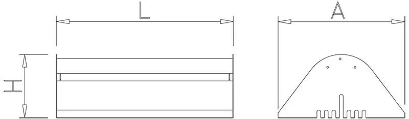 Plano t&eacute;cnico con las dimensiones del exterminador de insectos de 500x350x160 mm.