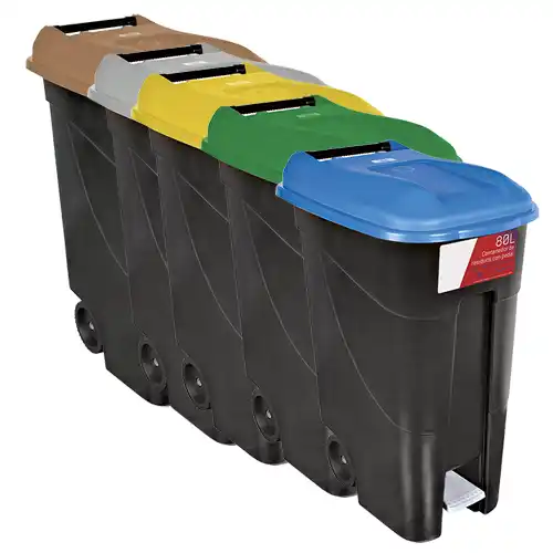 Contenedores de Basura 80 Litros con Pedal y Ruedas para Hosteler&iacute;a y Colectividades