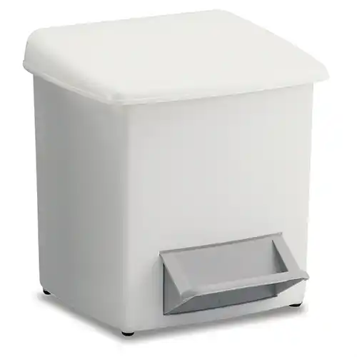 Cubo de basura a pedal blanco de 8 litros con cubeta interior para ba&ntilde;o profesional