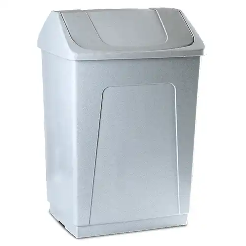 Cubo de basura con tapa basculante de 55 litros en pl&aacute;stico ABS gris