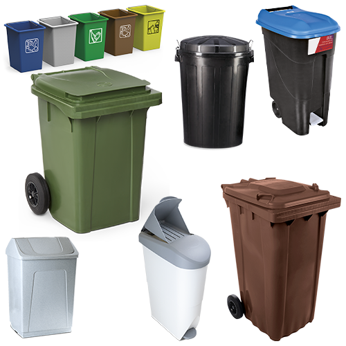 Cubos de basura modelos, tama&ntilde;os y colores variados