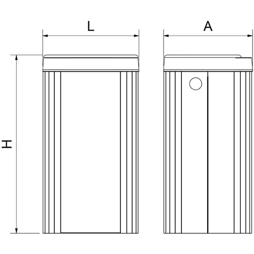 Plano de cotas técnicas y dimensiones de la papelera automática de 18L