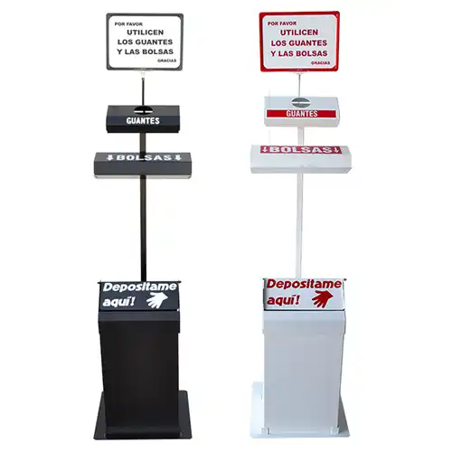 Dispensador de bolsas y guantes con papelera basculante