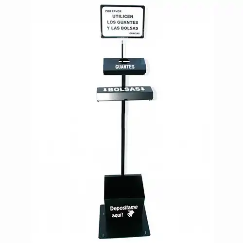 Dispensador de bolsas y guantes con cartel