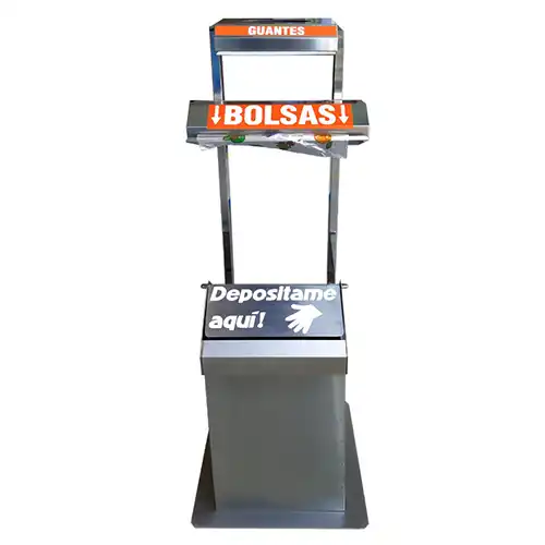 Dispensador de Bolsas y Guantes Inox con Papelera