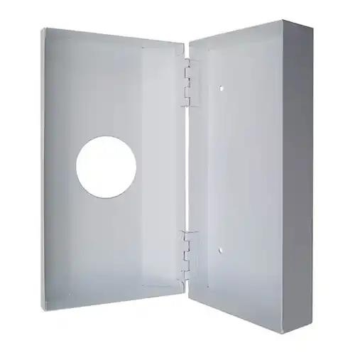 Dispensador de guantes metálico blanco abierto