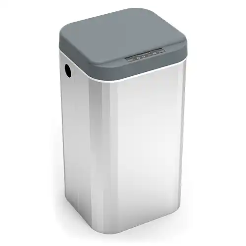Papelera automática con sensor de 18L en acero inoxidable con tapa gris