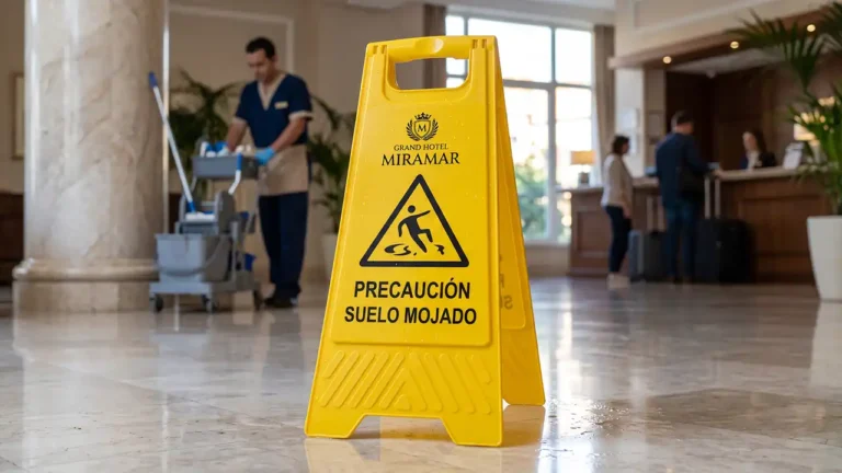 Caballete amarillo neutro sin impresi&oacute;n utilizado para se&ntilde;alizaci&oacute;n de seguridad personalizada en empresas.